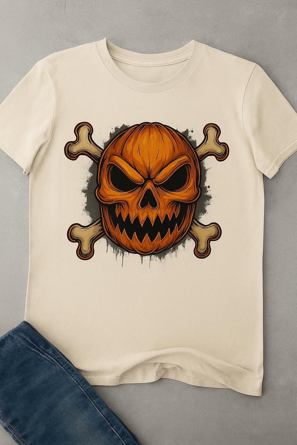 Bad to the Bone Pumpkin Skull gift – Wicked Halloween Digital Download PNG for Spooky T-Shirt & Sublimation Designs"