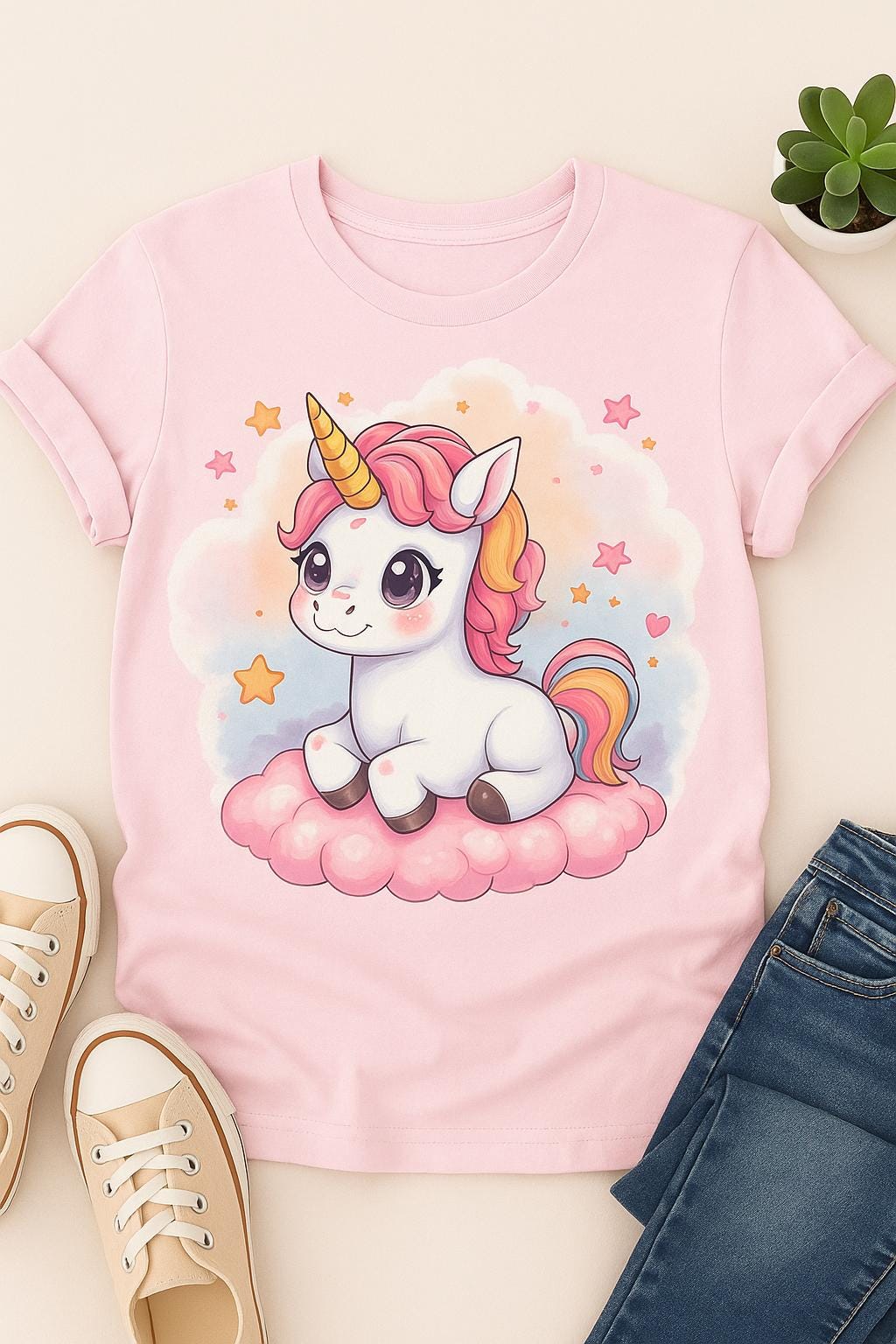 Cute Kawaii Unicorn Gift Clipart PNG – Pastel Rainbow Digital Download for Sublimation, Stickers, T-Shirt Design, Scrapbooking