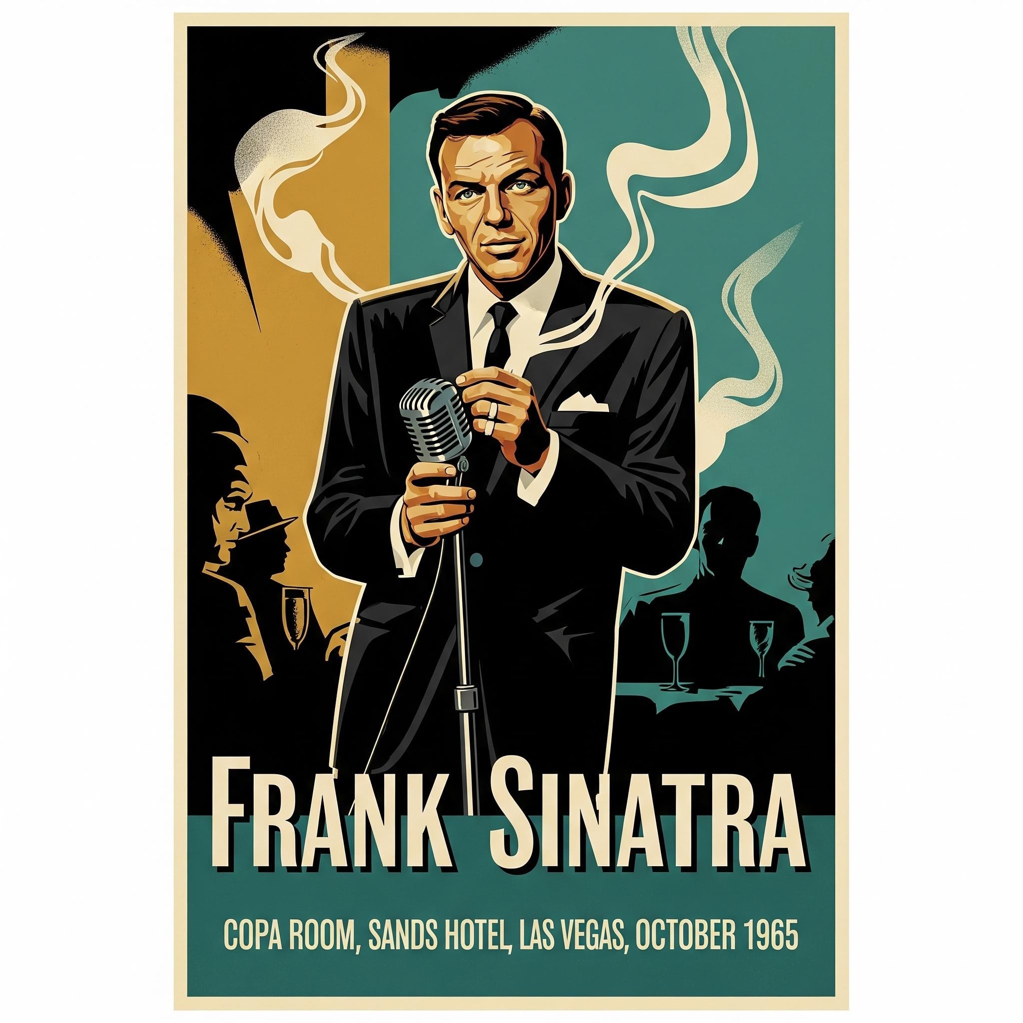 Vintage Frank Sinatra Retro Concert Poster | Mid-Century Jazz Art Print | Digital Download PNG & SVG | Classic Music Wall Art
