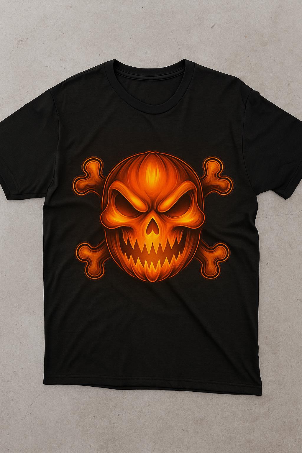 Bad to the Bone Pumpkin Skull gift – Wicked Halloween Digital Download PNG for Spooky T-Shirt & Sublimation Designs"