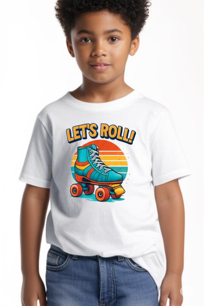 Let’s Roll SVG PNG gift | Retro Roller Skate Clipart | 70s Vintage Skating Design | Digital Download for T-Shirts, Stickers, Sublimation