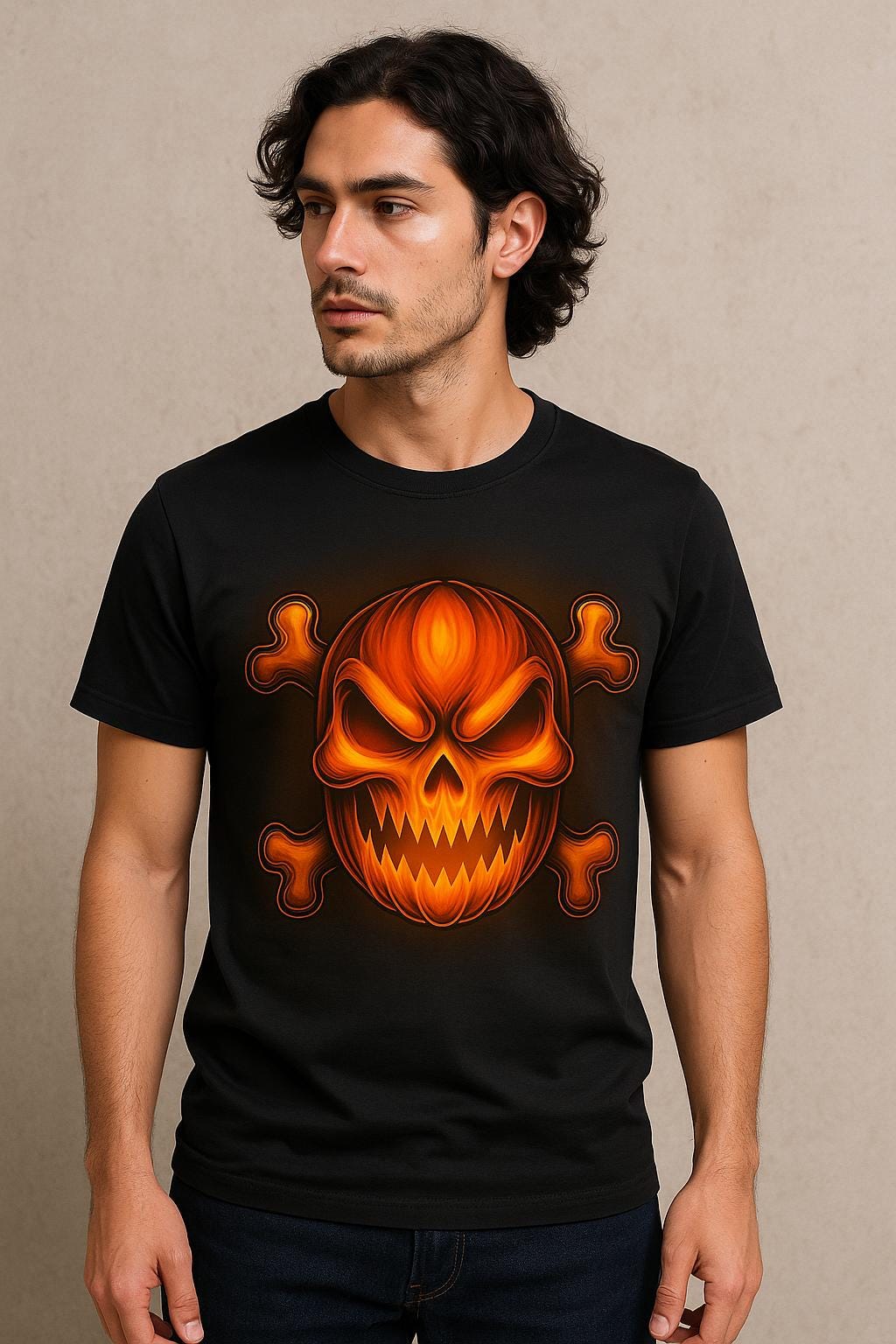 Bad to the Bone Pumpkin Skull gift – Wicked Halloween Digital Download PNG for Spooky T-Shirt & Sublimation Designs"