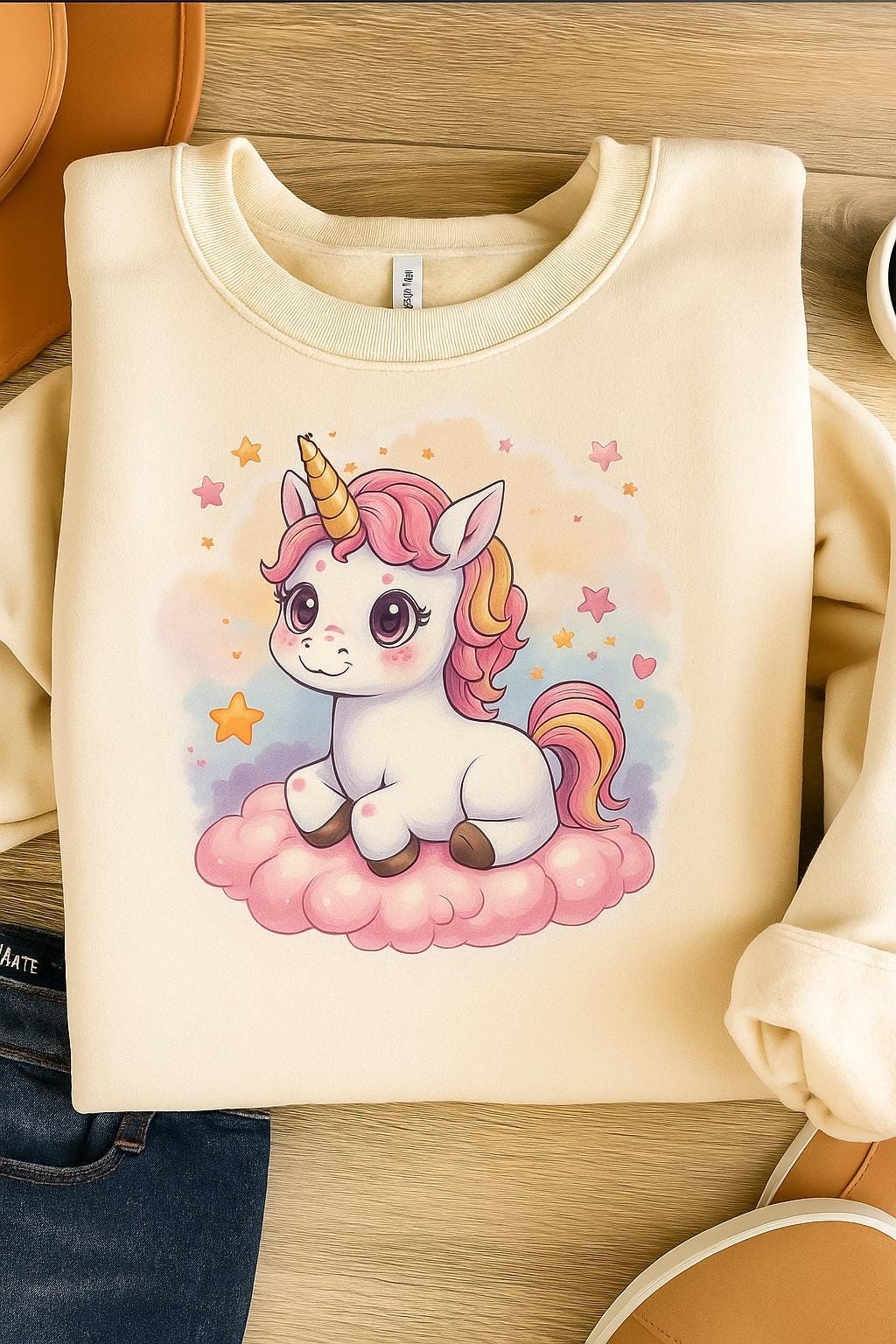 Cute Kawaii Unicorn Gift Clipart PNG – Pastel Rainbow Digital Download for Sublimation, Stickers, T-Shirt Design, Scrapbooking