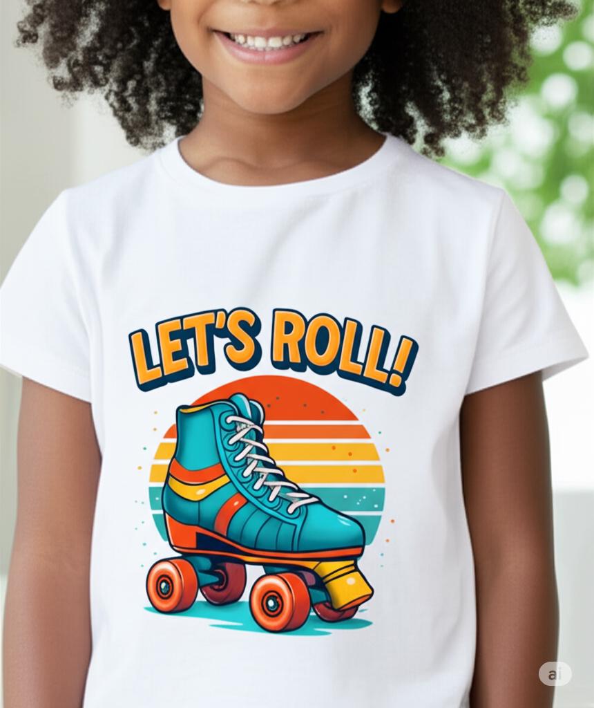 Let’s Roll SVG PNG gift | Retro Roller Skate Clipart | 70s Vintage Skating Design | Digital Download for T-Shirts, Stickers, Sublimation