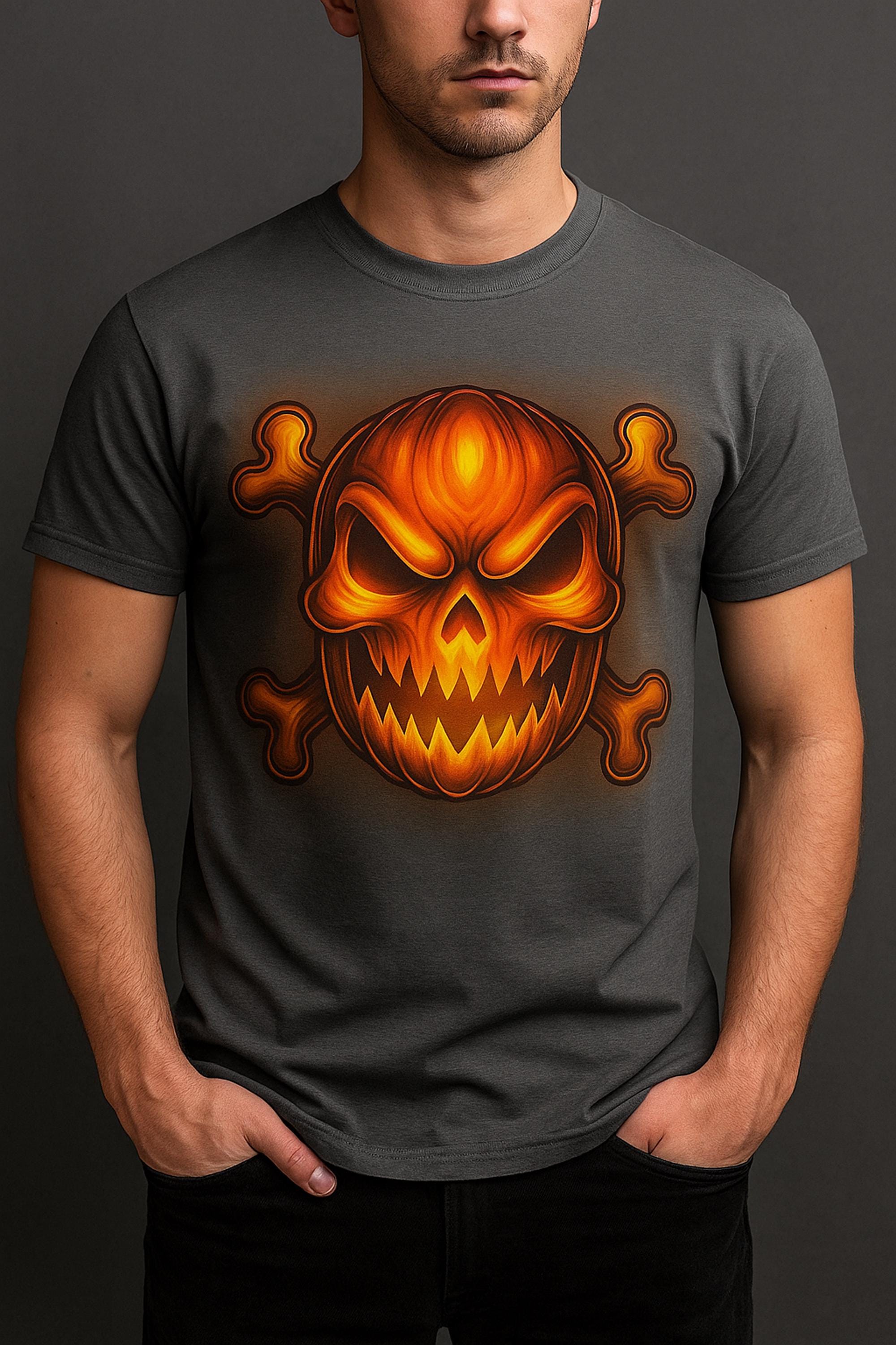 Bad to the Bone Pumpkin Skull gift – Wicked Halloween Digital Download PNG for Spooky T-Shirt & Sublimation Designs"