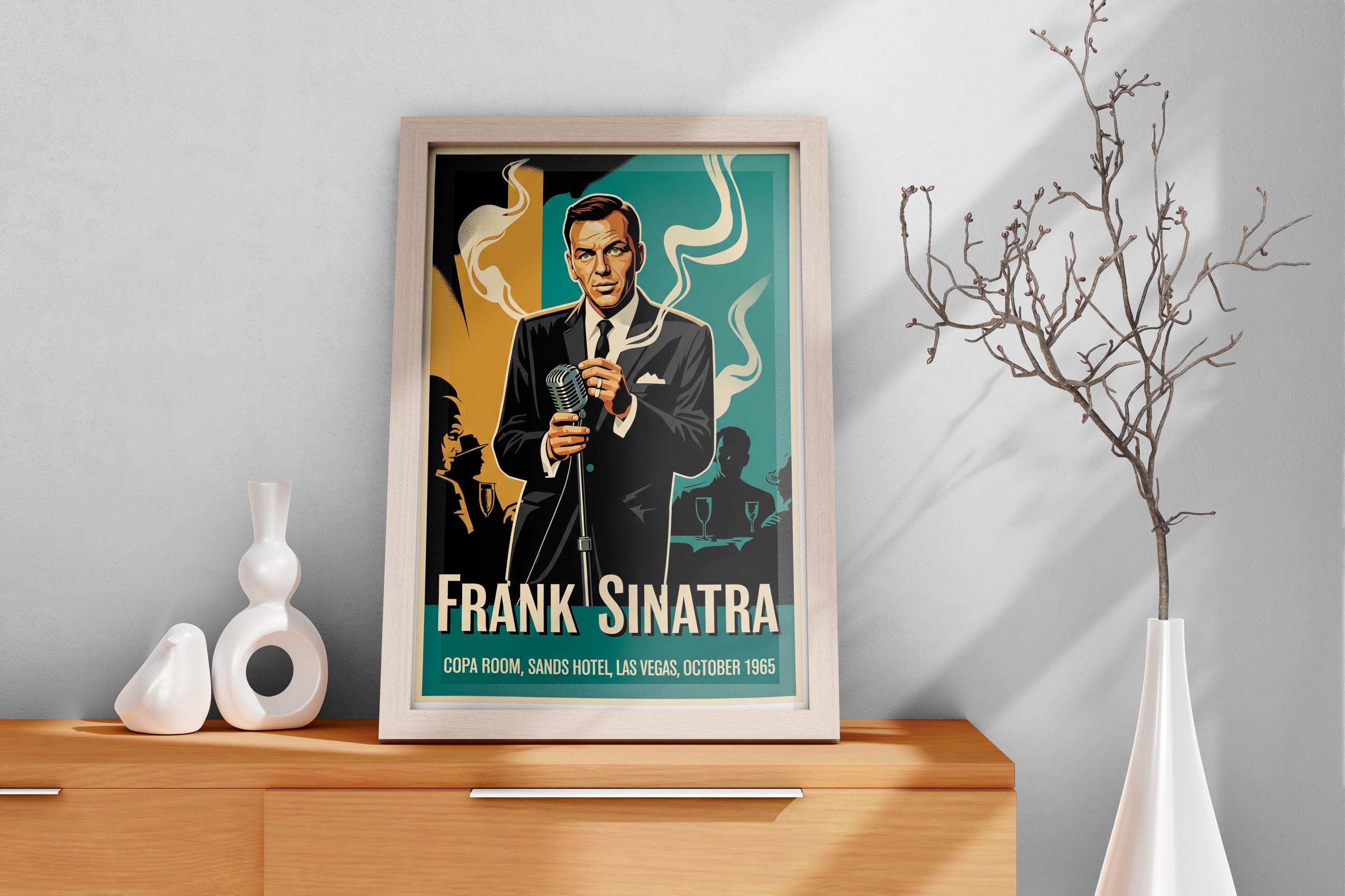 Vintage Frank Sinatra Retro Concert Poster | Mid-Century Jazz Art Print | Digital Download PNG & SVG | Classic Music Wall Art